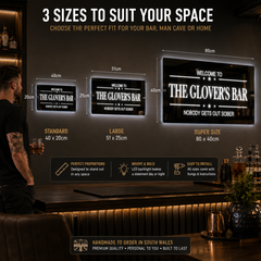 Personalised LED Bar Sign with remote | Light-Up Man Cave Mirror Sign