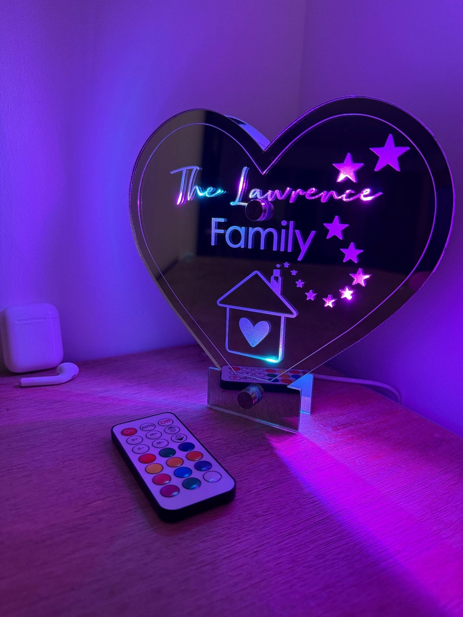 Personalised Heart LED Family Sign – Custom Surname Light with Remote Control The Crafty Bonobo 4