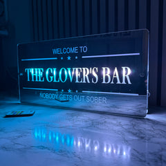 Personalised LED Bar Sign with remote | Light-Up Man Cave Mirror Sign