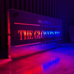 Personalised LED Bar Sign with remote | Light-Up Man Cave Mirror Sign
