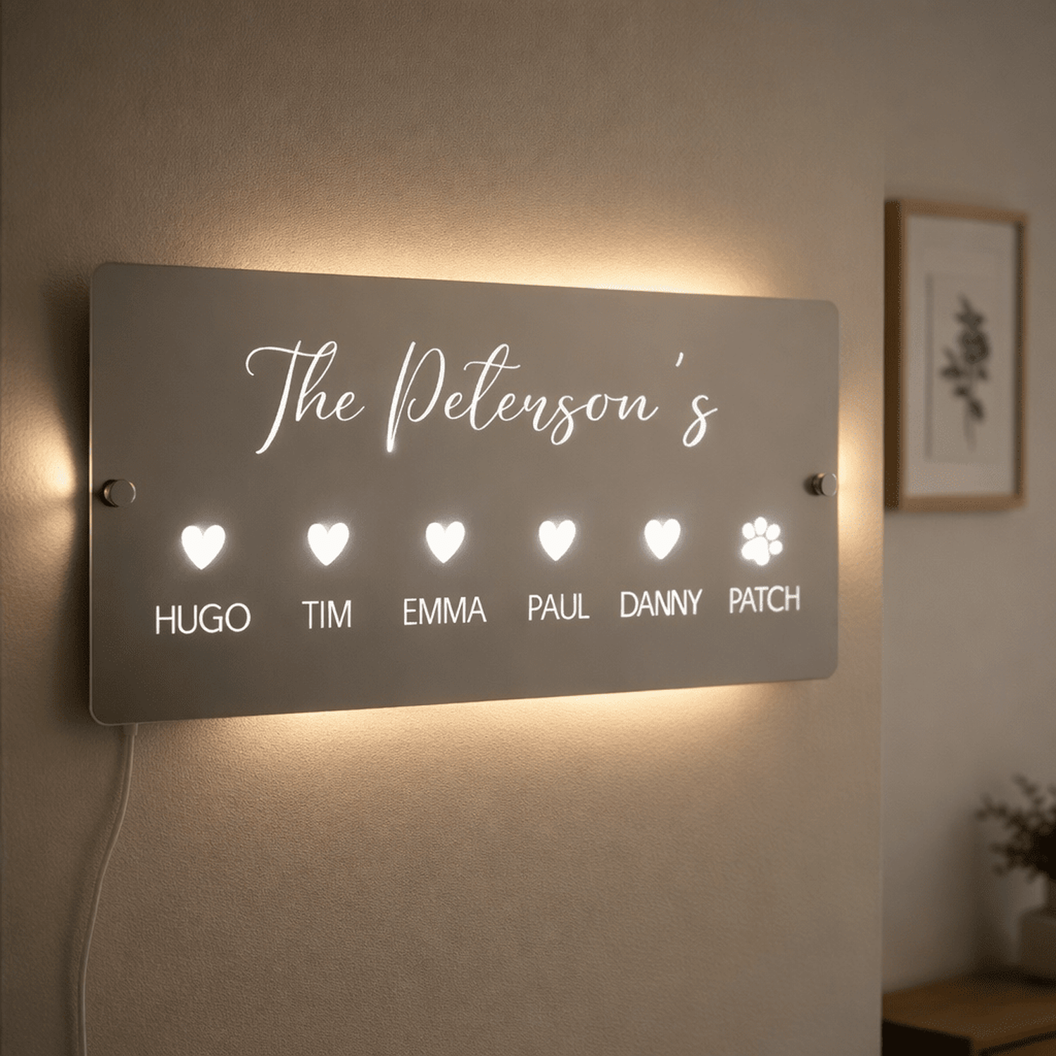 Personalised LED Grandchildren Name Mirror with remote | Gift Ideas For Grandparents The Crafty Bonobo LED Mirror Sign 1