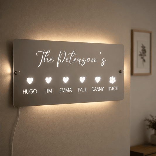 Personalised LED Grandchildren Name Mirror with remote | Gift Ideas For Grandparents The Crafty Bonobo LED Mirror Sign 1