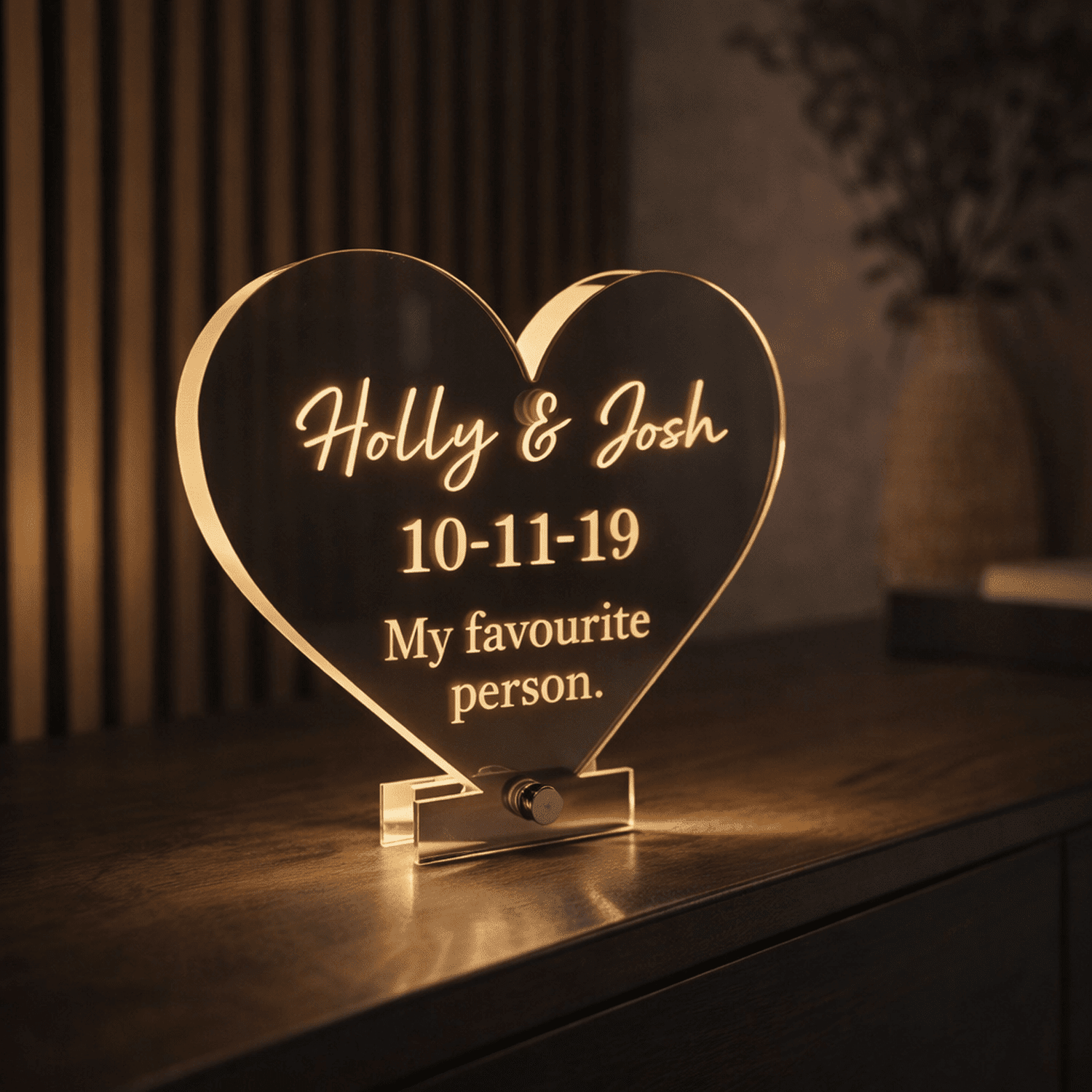 Personalised LED Heart Plaque – Valentine’s & Anniversary Gift The Crafty Bonobo 1