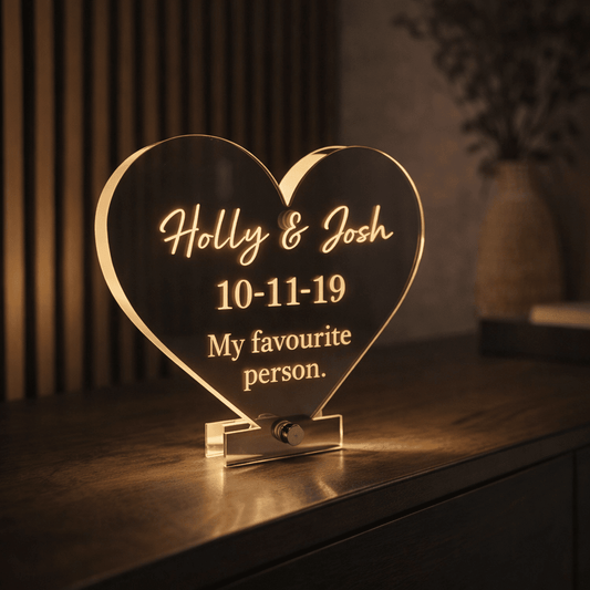 Personalised LED Heart Plaque – Valentine’s & Anniversary Gift The Crafty Bonobo 1