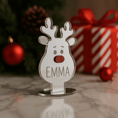 Personalised Reindeer Place Name Decoration – Silver or Gold Mirror The Crafty Bonobo 4