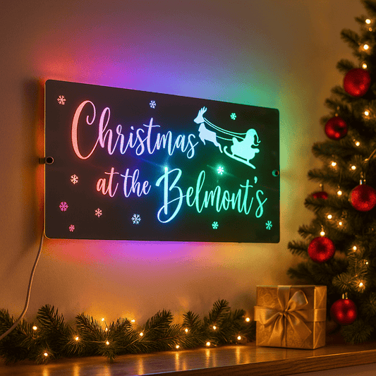 Christmas Family Name LED Mirror | Light Up Christmas Decoration The Crafty Bonobo LED Mirror Sign 1