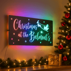 Christmas Family Name LED Mirror | Light Up Christmas Decoration The Crafty Bonobo LED Mirror Sign 1