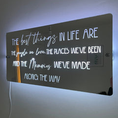 Inspirational LED Mirror Sign – "The Best Things in Life" Quote with Lighting | Inspirational Quotes The Crafty Bonobo LED Mirror Sign 1