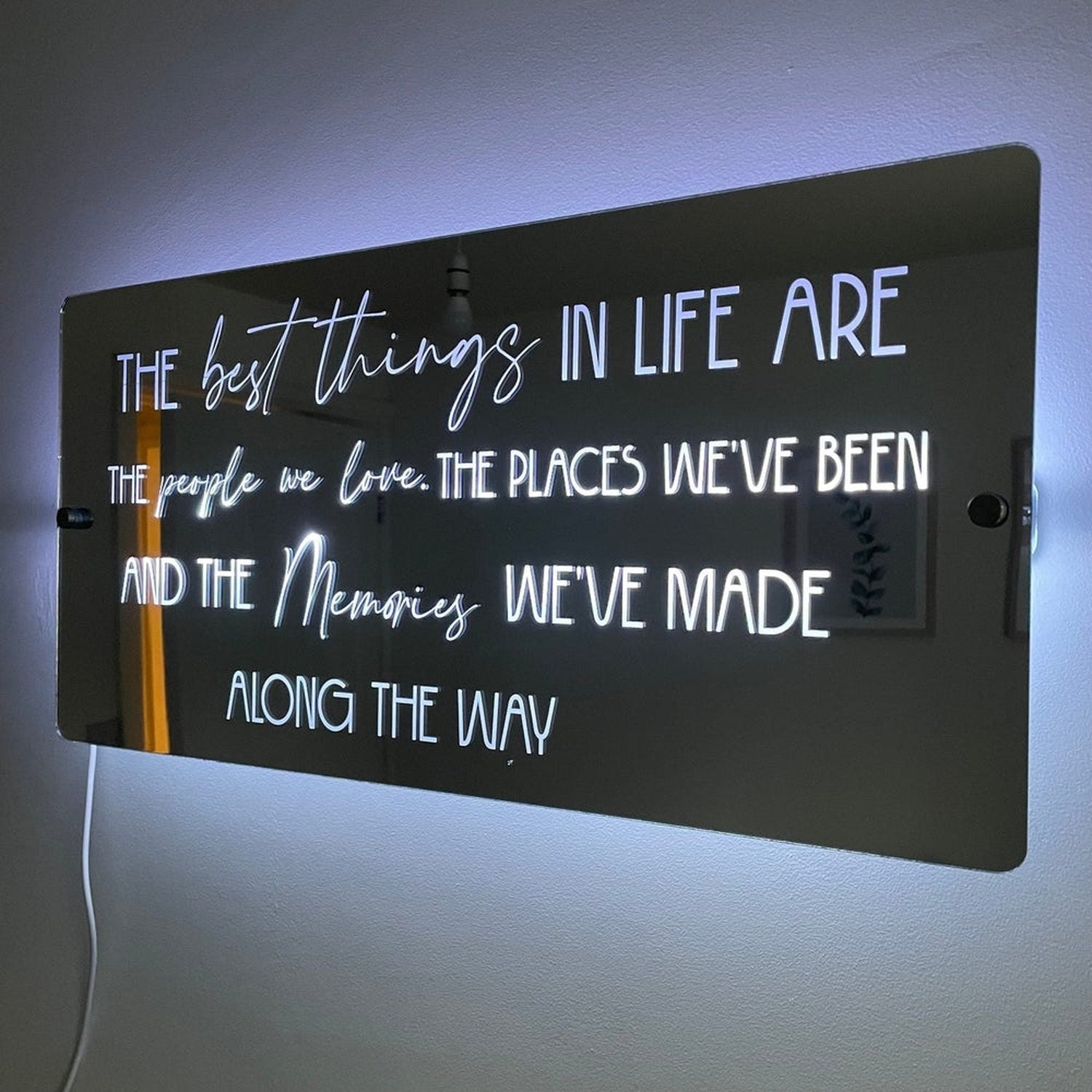 Inspirational LED Mirror Sign – "The Best Things in Life" Quote with Lighting | Inspirational Quotes The Crafty Bonobo LED Mirror Sign 6