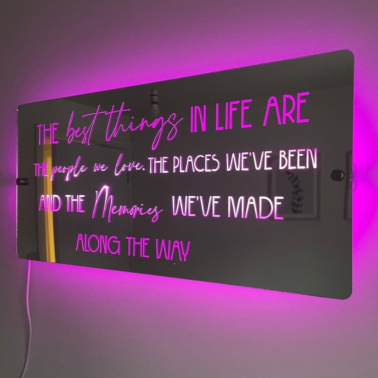 Inspirational LED Mirror Sign – "The Best Things in Life" Quote with Lighting | Inspirational Quotes The Crafty Bonobo LED Mirror Sign 5
