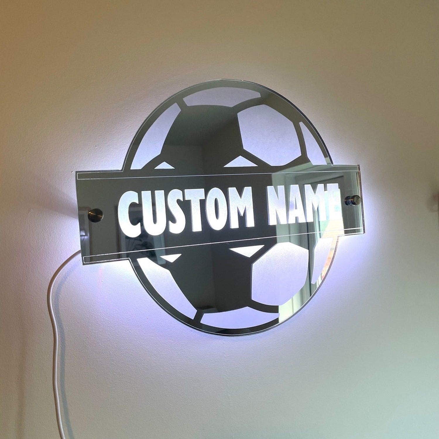 LED Football Name Mirror The Crafty Bonobo LED Mirror Sign 2