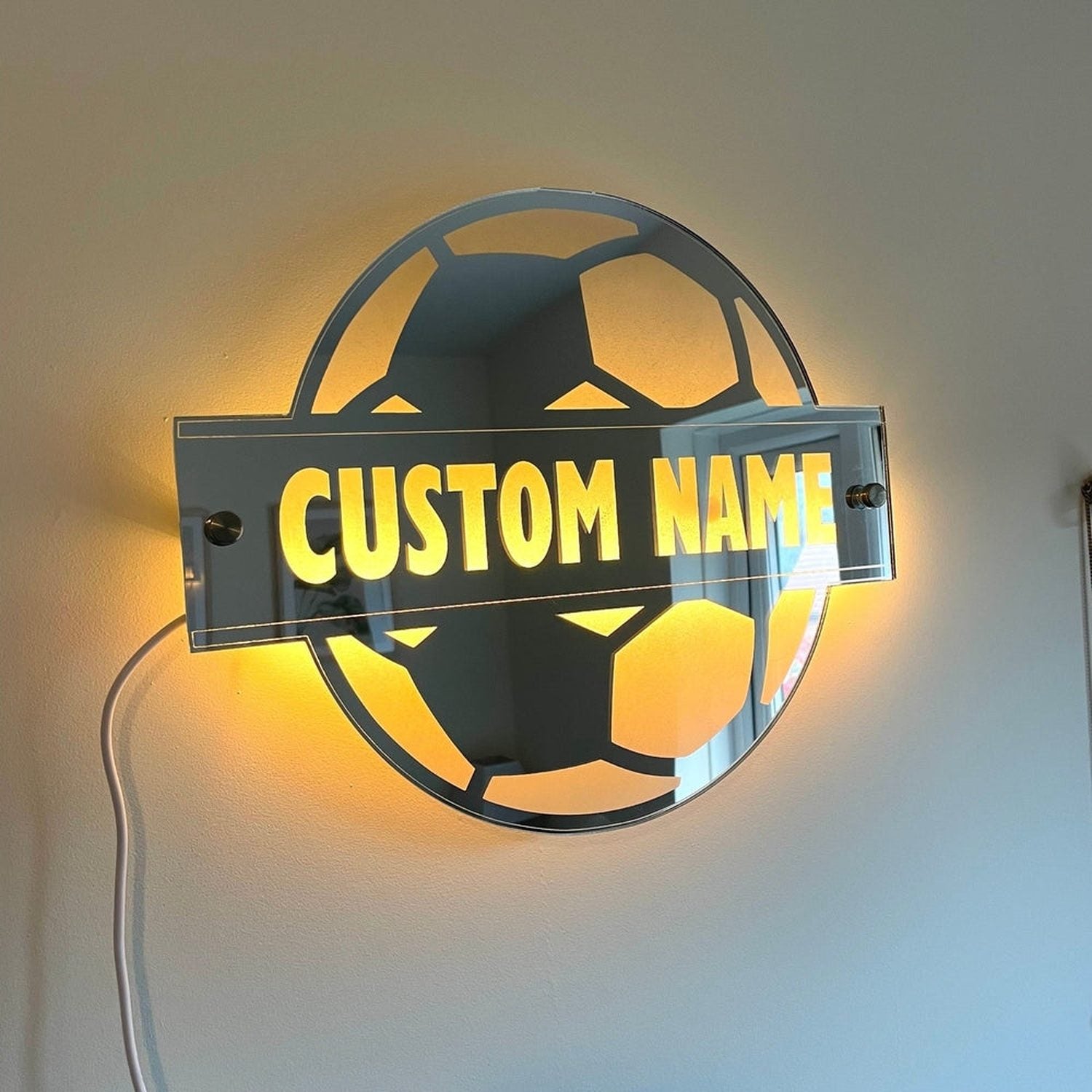 LED Football Name Mirror The Crafty Bonobo LED Mirror Sign 4