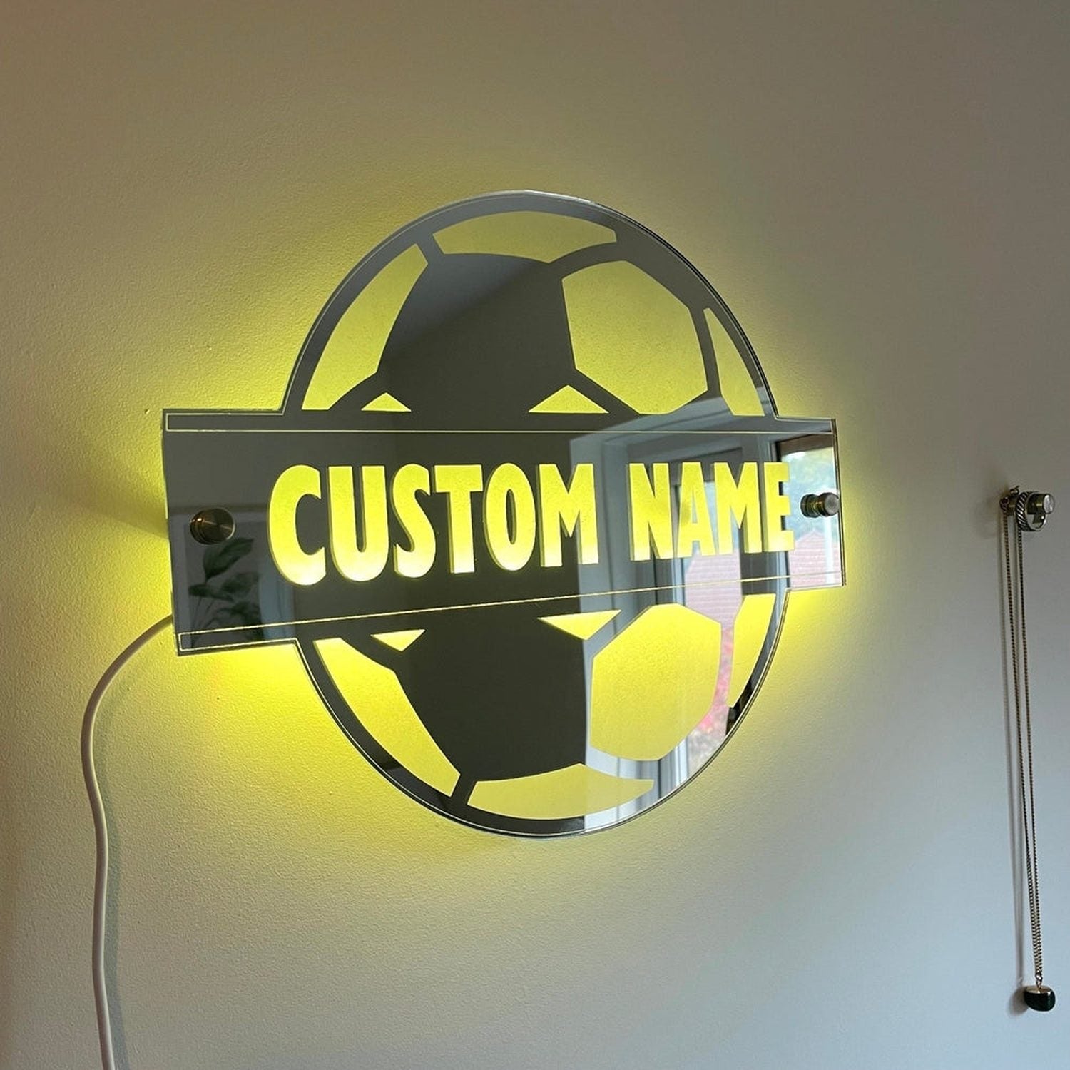 LED Football Name Mirror The Crafty Bonobo LED Mirror Sign 7