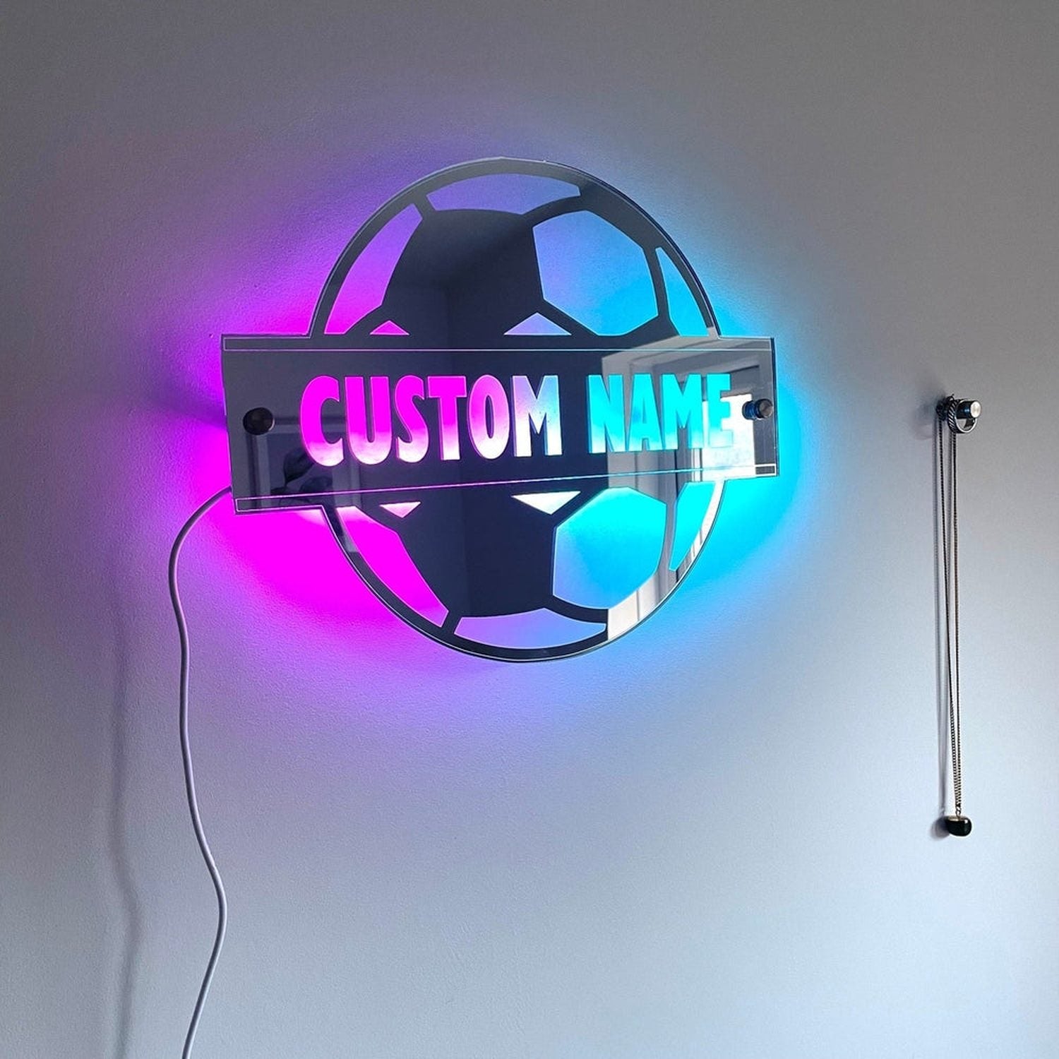 LED Football Name Mirror The Crafty Bonobo LED Mirror Sign 10