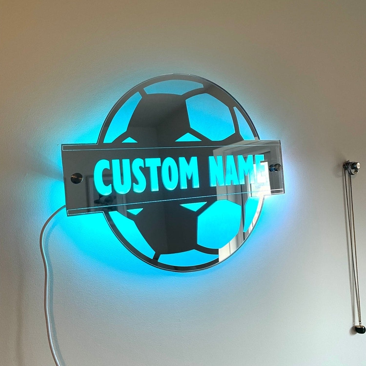 LED Football Name Mirror The Crafty Bonobo LED Mirror Sign 9