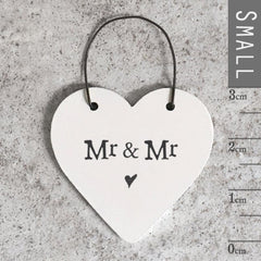 🤍 Mini Mr & Mr Wooden Hanging Heart The Crafty Bonobo The Crafty Bonobo 