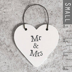 🤍 Mini Mr & Mrs Wooden Hanging Heart The Crafty Bonobo 1