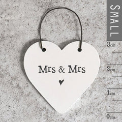 🤍 Mini Mrs & Mrs Wooden Hanging Heart The Crafty Bonobo The Crafty Bonobo 