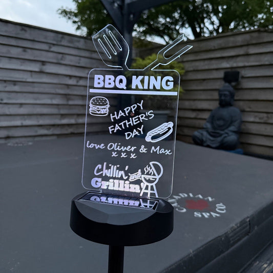 🔥 Personalised BBQ King Solar Light – Father’s Day Garden Gift The Crafty Bonobo The Crafty Bonobo 