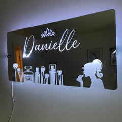 Personalised Beauty LED Vanity Mirror Sign - Custom Name Light with Makeup Theme The Crafty Bonobo LED Mirror Sign 1