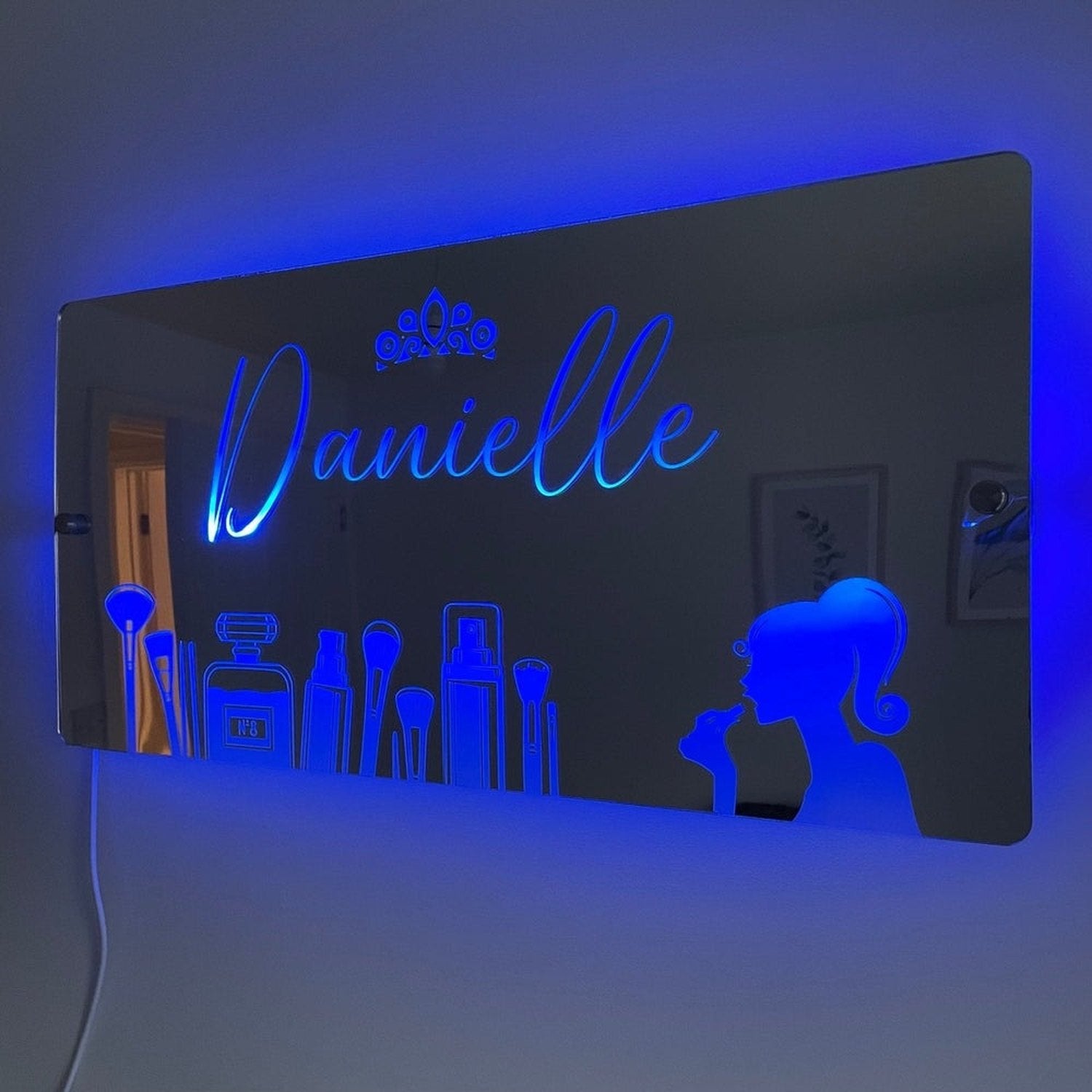 Vaanity Sign Personalised Beauty LED Vanity Mirror Sign - Custom Name Light with Ma ...