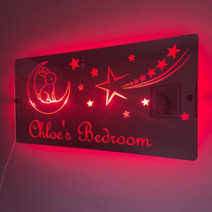 Personalised Bunny and Moon LED Mirror Sign – Custom Kid’s Bedroom Décor The Crafty Bonobo LED Mirror Sign 12