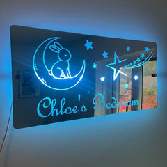 Personalised Bunny and Moon LED Mirror Sign – Custom Kid’s Bedroom Décor The Crafty Bonobo LED Mirror Sign 11