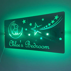Personalised Bunny and Moon LED Mirror Sign – Custom Kid’s Bedroom Décor The Crafty Bonobo LED Mirror Sign 13