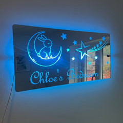Personalised Bunny and Moon LED Mirror Sign – Custom Kid’s Bedroom Décor The Crafty Bonobo LED Mirror Sign 9