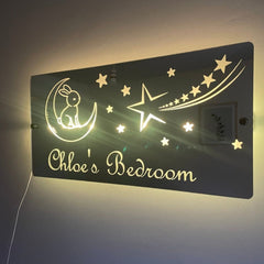 Personalised Bunny and Moon LED Mirror Sign – Custom Kid’s Bedroom Décor The Crafty Bonobo LED Mirror Sign 7