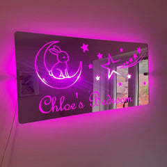 Personalised Bunny and Moon LED Mirror Sign – Custom Kid’s Bedroom Décor The Crafty Bonobo LED Mirror Sign 3