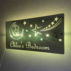 Personalised Bunny and Moon LED Mirror Sign – Custom Kid’s Bedroom Décor The Crafty Bonobo LED Mirror Sign 10