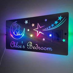 Personalised Bunny and Moon LED Mirror Sign – Custom Kid’s Bedroom Décor The Crafty Bonobo LED Mirror Sign 16