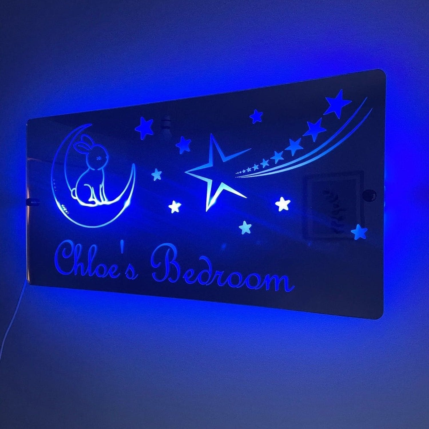 Personalised Bunny and Moon LED Mirror Sign – Custom Kid’s Bedroom Décor The Crafty Bonobo LED Mirror Sign 15