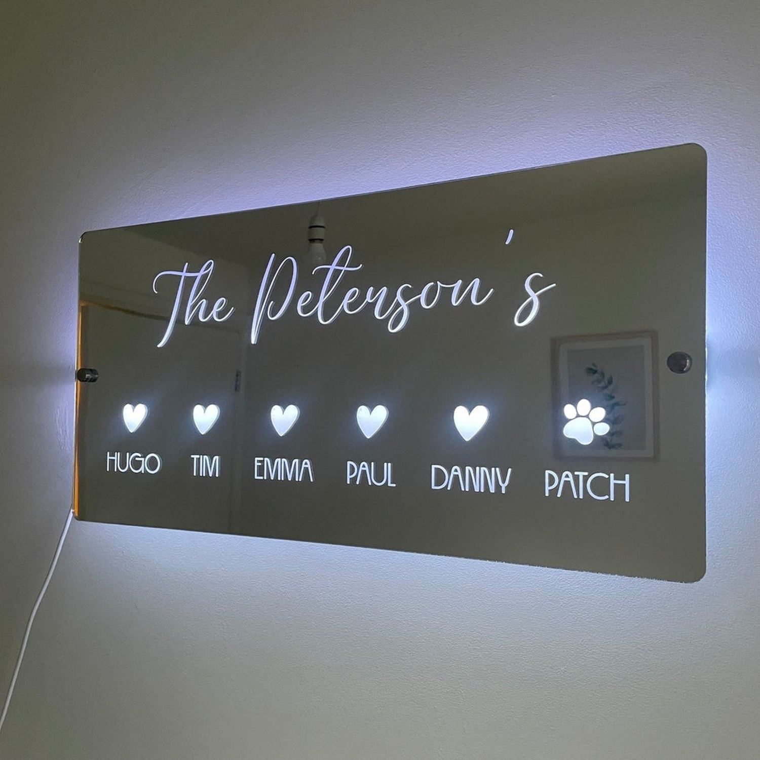 Personalised Family LED Sign with remote | Light-Up Sign The Crafty Bonobo LED Mirror Sign 7
