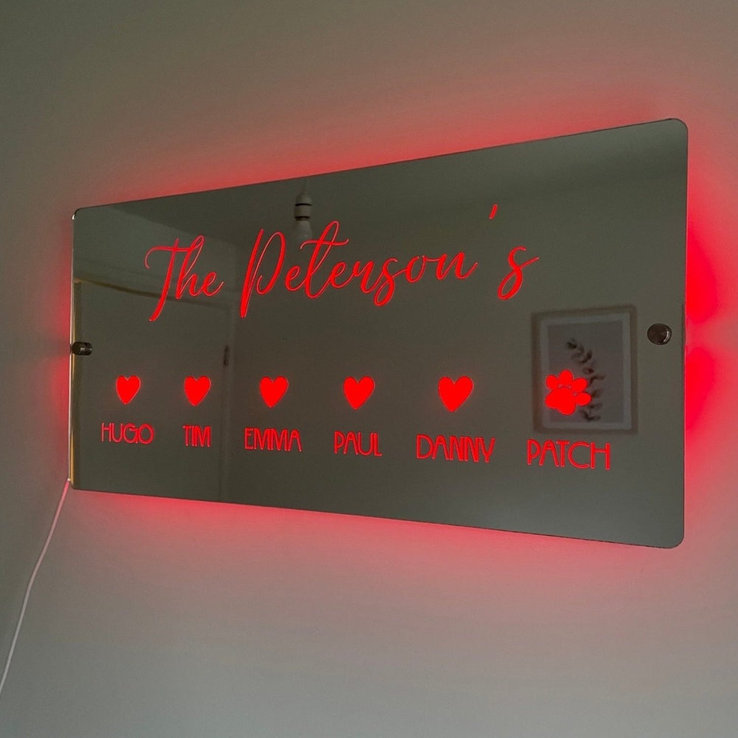 Personalised Family LED Sign with remote | Light-Up Sign The Crafty Bonobo LED Mirror Sign 8