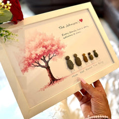 Personalised Family Pebble Art Frame – Cherry Blossom Tree The Crafty Bonobo 3