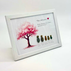 Personalised Family Pebble Art Frame – Cherry Blossom Tree The Crafty Bonobo 5
