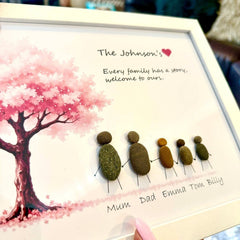 Personalised Family Pebble Art Frame – Cherry Blossom Tree The Crafty Bonobo 4
