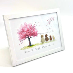 Personalised Family Pebble Art – “Together We Have It All” Cherry Blossom Tree Frame The Crafty Bonobo 4