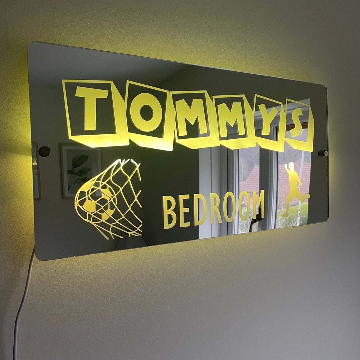 Personalised Football Name Mirror | LED Light Sign The Crafty Bonobo LED Mirror Sign 10