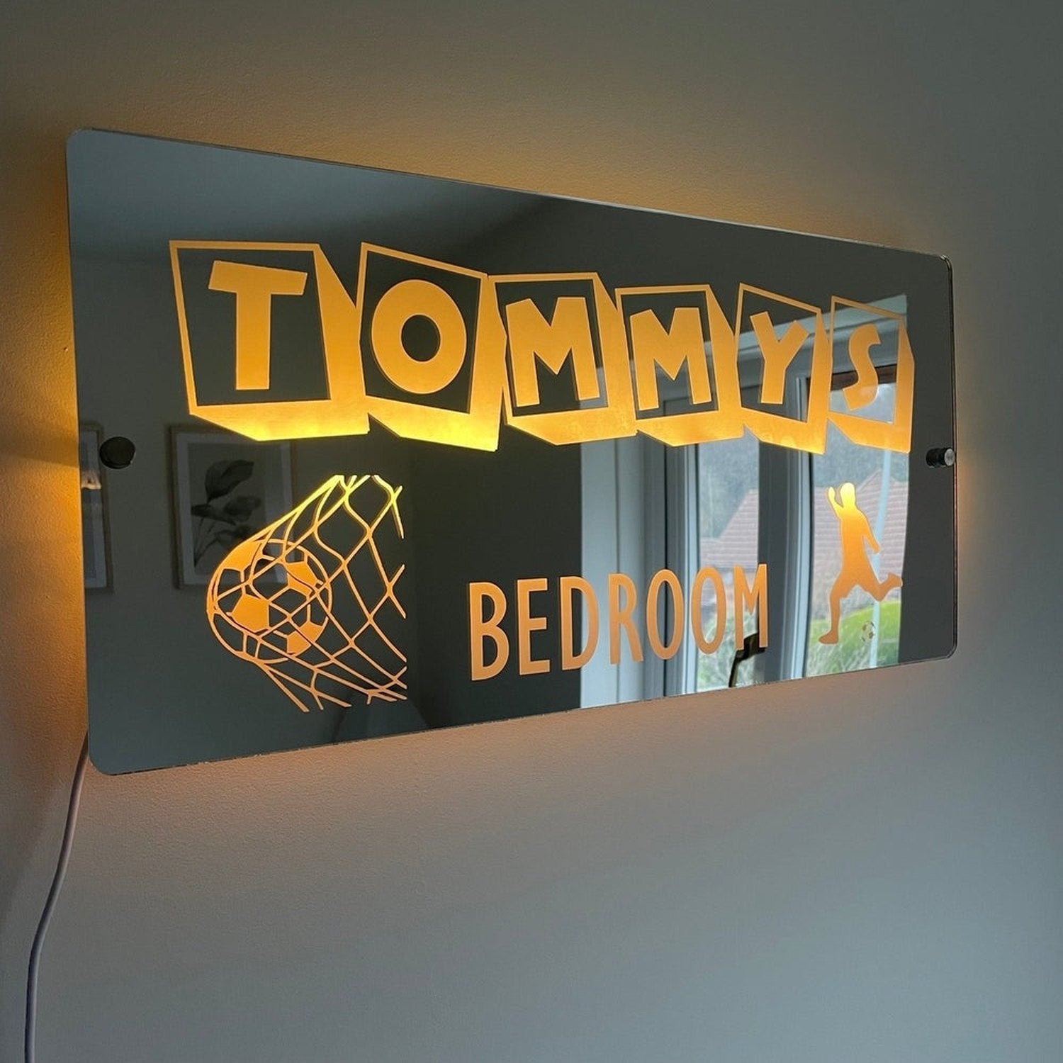 Personalised Football Name Mirror | LED Light Sign The Crafty Bonobo LED Mirror Sign 5