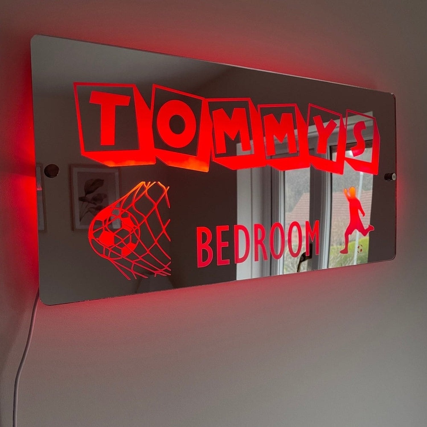 Personalised Football Name Mirror | LED Light Sign The Crafty Bonobo LED Mirror Sign 7