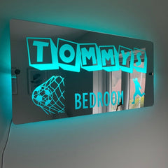 Personalised Football Name Mirror | LED Light Sign The Crafty Bonobo LED Mirror Sign 12