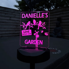 Personalised Garden Solar Light – “Love Grows Here” Birds & Flowers Design The Crafty Bonobo The Crafty Bonobo 