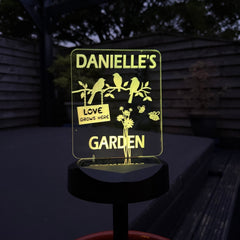 Personalised Garden Solar Light – “Love Grows Here” Birds & Flowers Design The Crafty Bonobo The Crafty Bonobo 