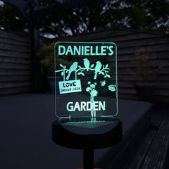 Personalised Garden Solar Light – “Love Grows Here” Birds & Flowers Design The Crafty Bonobo The Crafty Bonobo 