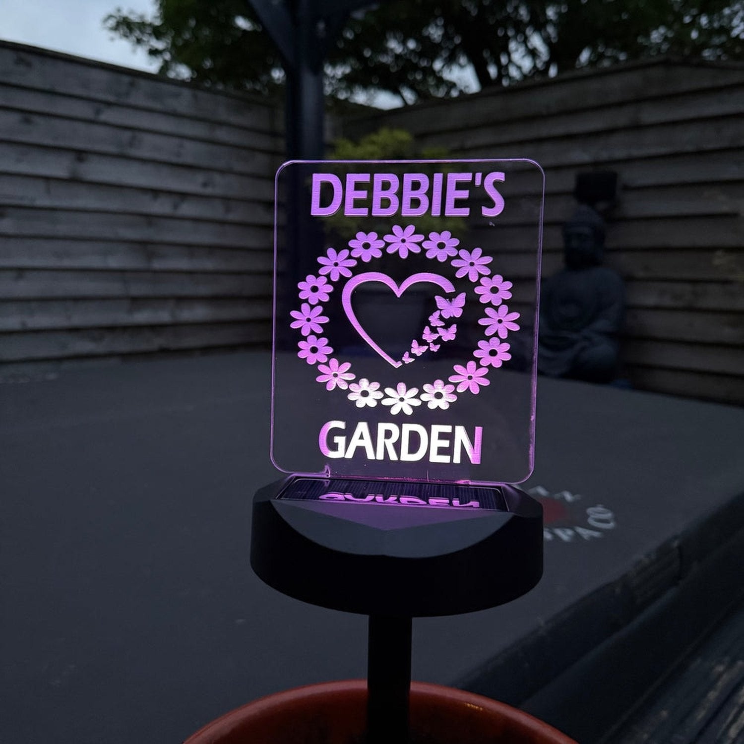 Personalised Heart Wreath Garden Solar Light – Butterfly & Floral Design The Crafty Bonobo 1