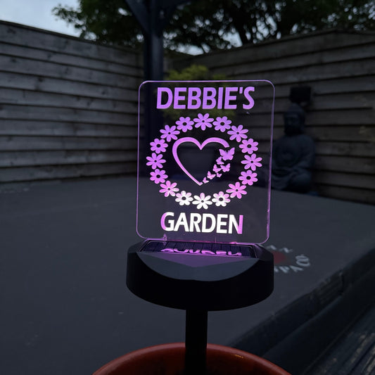 Personalised Heart Wreath Garden Solar Light – Butterfly & Floral Design The Crafty Bonobo The Crafty Bonobo 