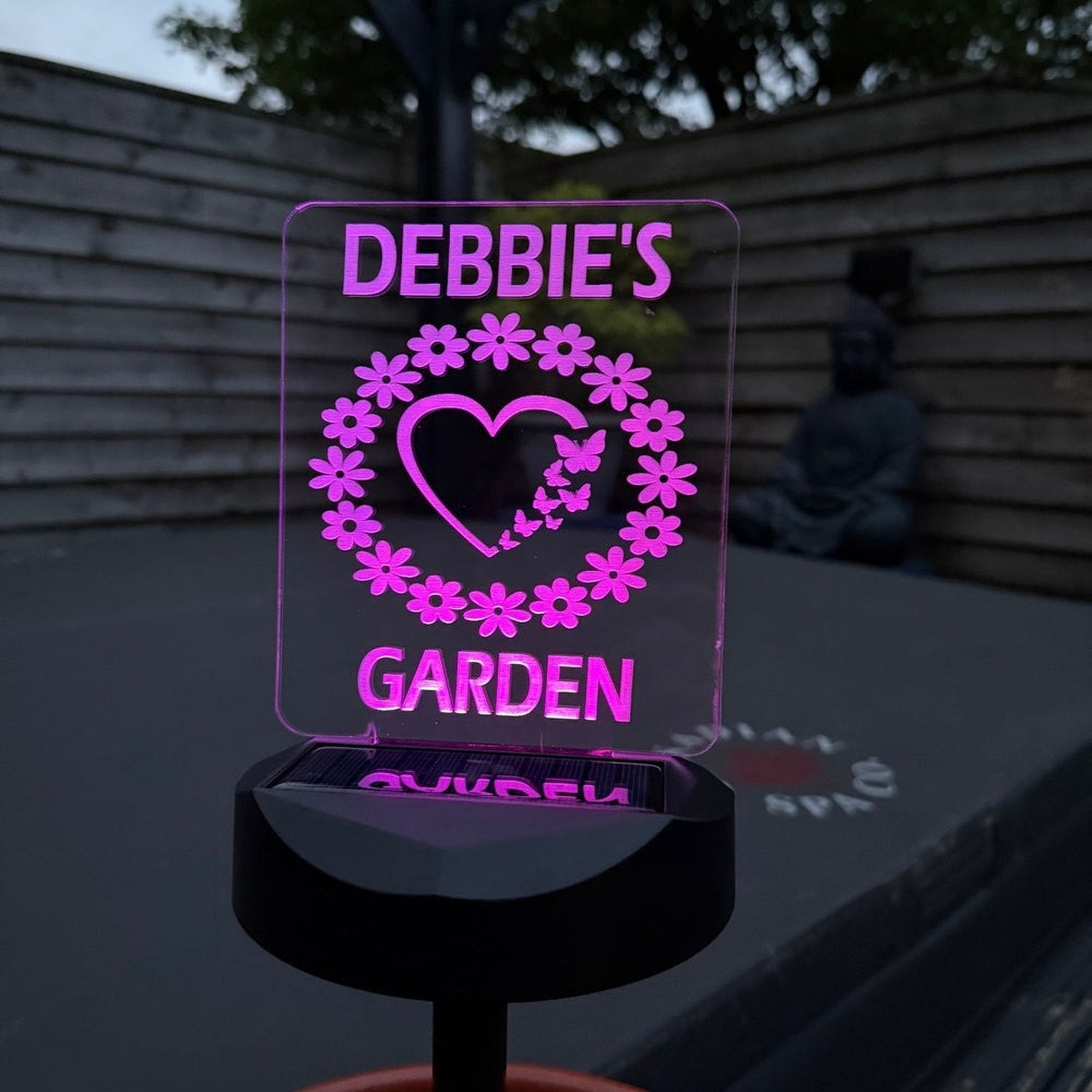 Personalised Heart Wreath Garden Solar Light – Butterfly & Floral Design The Crafty Bonobo 4